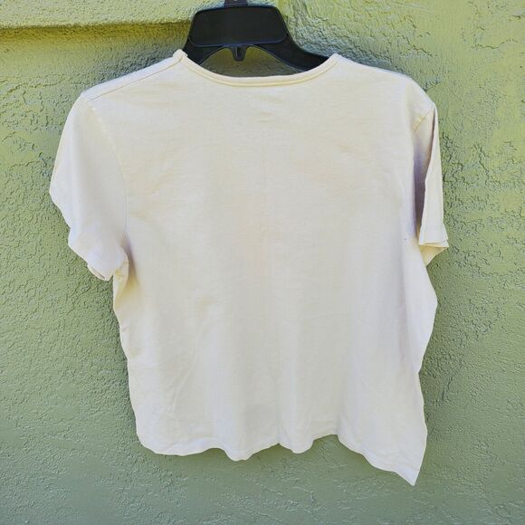 Sonoma Womens T Shirt Size L Large "Nature's Beauty" 23"L 20"P2P Yellow w Tree - Picture 2 of 3